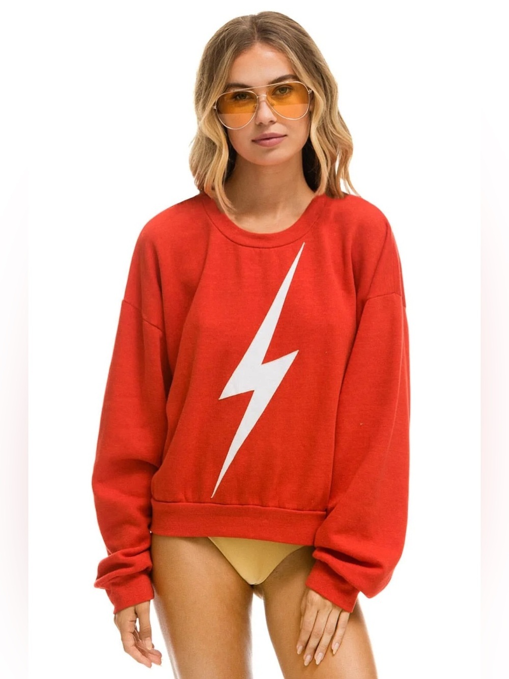 AVIATOR NATION | ✨NEW✨ Bolt Relaxed Crew Sweatshirt in Red/White